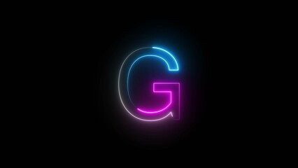 Fototapeta premium Abstract Bright Neon Letter Illustration on Black Background.