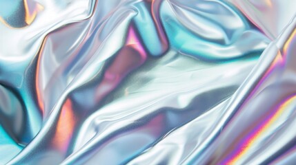 Fototapeta premium Silver iridescent foil with a shimmering