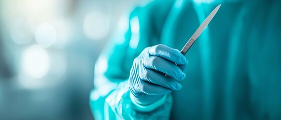 A professional surgeon holds a scalpel, symbolizing precision and care in medical procedures, highlighting surgical expertise.
