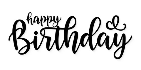 Happy birthday text in stylish calligraphy, png transparent background