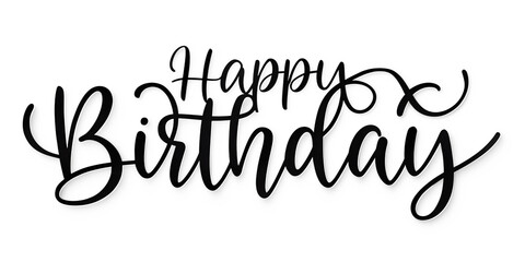 Happy birthday hand-lettered phrase, png transparent background
