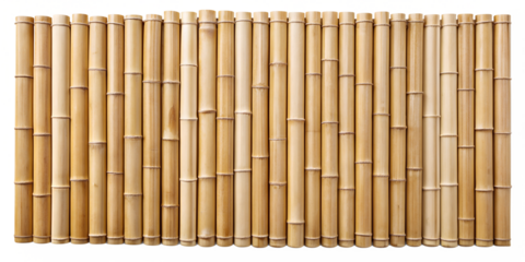 Bamboo slat fence with varied thickness, png transparent background