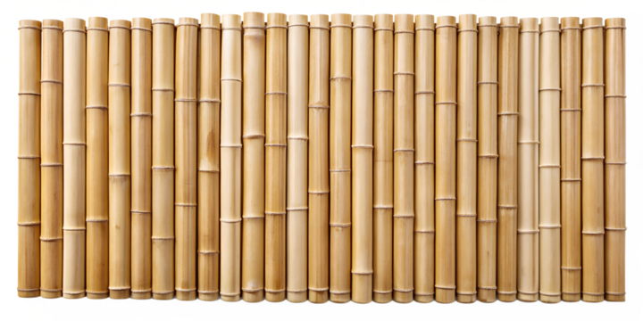 Bamboo slat fence with varied thickness, png transparent background