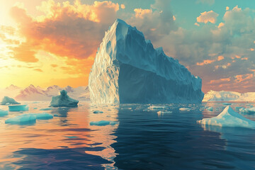 Majestic Iceberg at Sunset