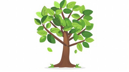 Obraz premium Green Tree Illustration - Nature, Leaves, Branch, Trunk