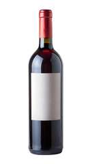 Elegant red wine bottle, isolated against transparent background