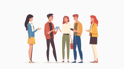 Obraz premium Group of Friends Talking and Smiling Together - Illustration