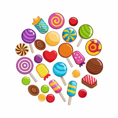 Sweet Candies Flat Elements Set (8)