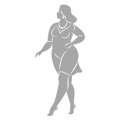 Silhouette figure of a slender woman. The girl is standing. The lady is full of beauty and sexuality. girl is overweight vector illustration