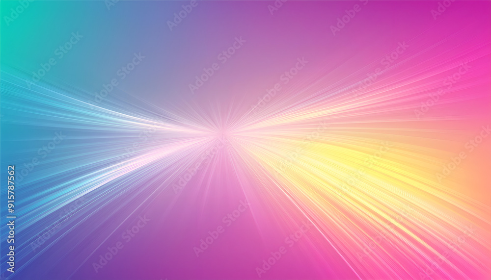 Poster colorful abstract light rays blend in a vibrant display from blue to yellow, creating a dynamic grad