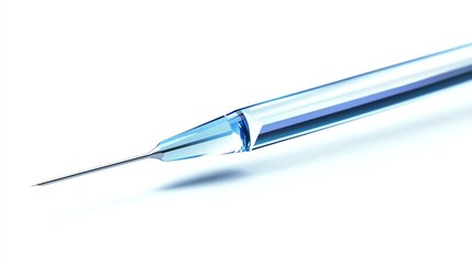 Fototapeta premium Close-up of a medical needle, showcasing its precise tip design against a white background. Ideal for healthcare and pharmaceutical themes.