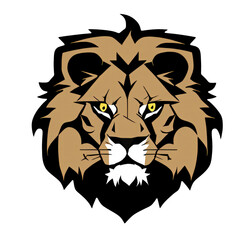 Fototapeta premium portrait of lion head illustration, isolated ,Generative AI ,sticker for t-shirts