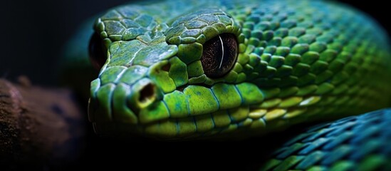Fototapeta premium Close-up of a Green Snake's Head