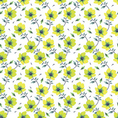 Seamless winter floral pattern with branches and berries. Pastel palette white background.