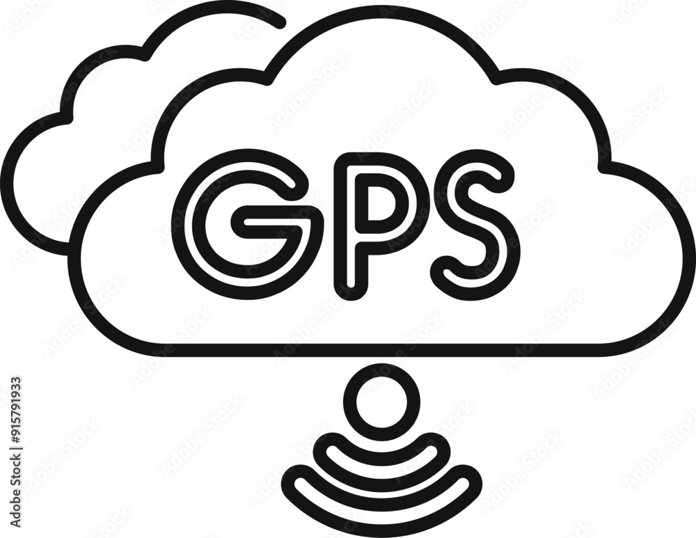 Poster gps navigation system sending a signal from cloud storage, a concept of cloud based gps technology
