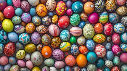 Fototapeta premium A Close-Up View of Colorful Decorated Easter Eggs