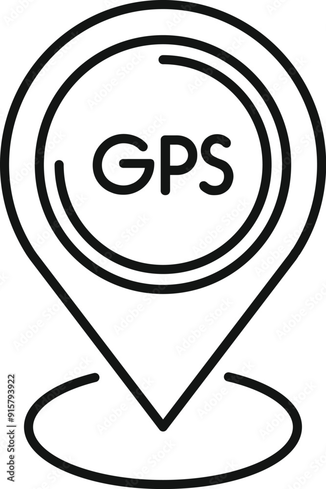 Poster line icon of a gps location pin showing the navigation point