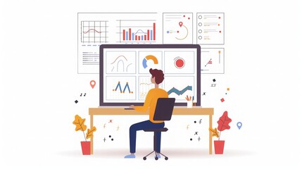 Fototapeta premium Data Analyst Working on Charts and Graphs for Business Insights