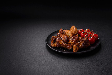 Delicious crispy baked chicken wings in teriyaki sauce