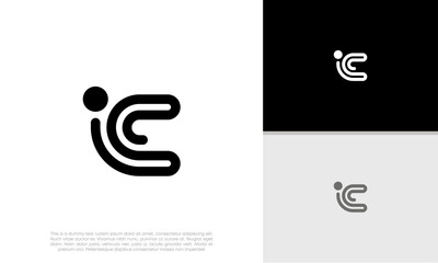 Initials C. IC logo design. Initial Letter Logo. Innovative high tech logo template.