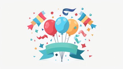 Colorful Balloons and Confetti Party Celebration Illustration