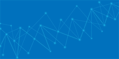 Technology abstract blue digital background of connected dot with irregular stock lines. Network Connecting dot polygon background. Concept of Networking technology and futuristic style.