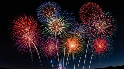 Obraz premium colorful fireworks on a dark sky for background