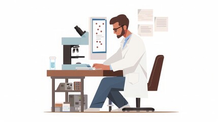 Fototapeta premium Scientist Working in a Laboratory with Microscope