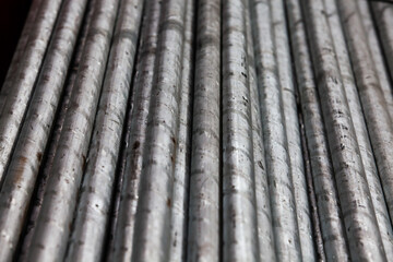Zinc galvanized steel pipes closeup photo