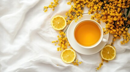 Aromatic Tea with Lemon and Flowers