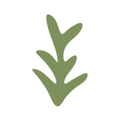 Green plant leaves, simple abstract botanical illustration