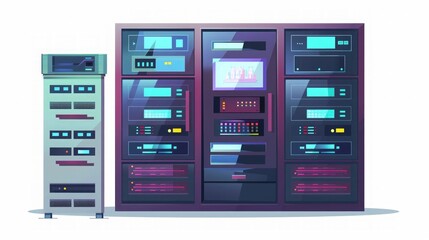 Fototapeta premium Server Rack Illustration: Data Center Technology