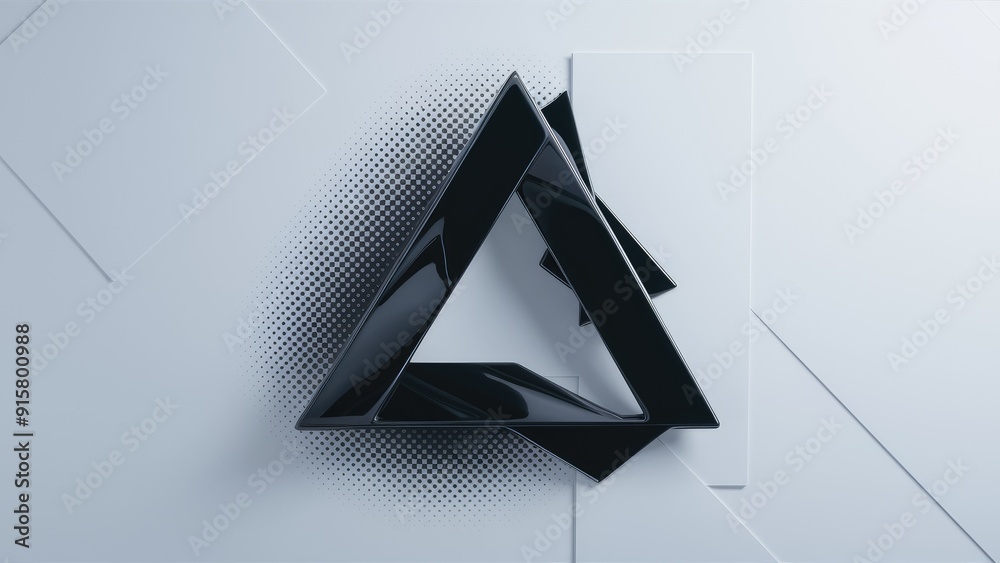 Poster black triangular blend on white background with halftone effect for pattern design
