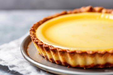 Delicious lemon tart with a golden filling and crispy crust, perfect for dessert enthusiasts and culinary delights.
