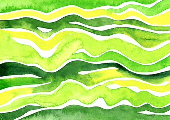 Aquarell grüne Wellen Linien Schichten