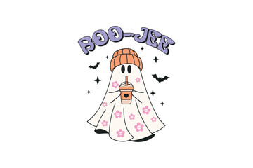 Boo-Jee, Retro Halloween Sublimation T shirt Design 