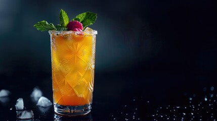 A fizzy, refreshing summer cocktail with ice and a lemon slice garnish.