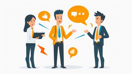 Business Meeting Illustration: Collaboration, Conflict, and Communication