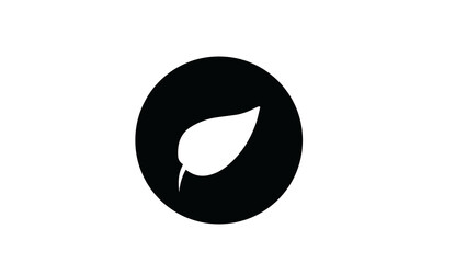 black and white circle with leaf