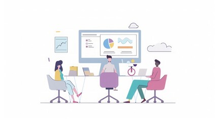Business Meeting Illustration: Teamwork & Collaboration