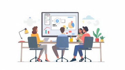 Fototapeta premium Business Meeting: Team Collaboration and Data Analysis