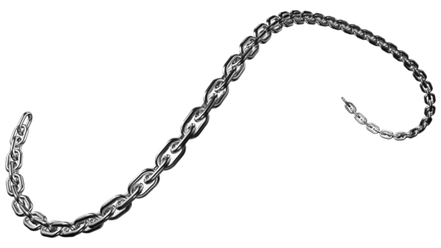 3d metal chain rendre with transparent background saved as PNG .
