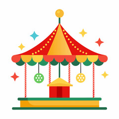 A Christmas themed carousel with holiday decoration vector