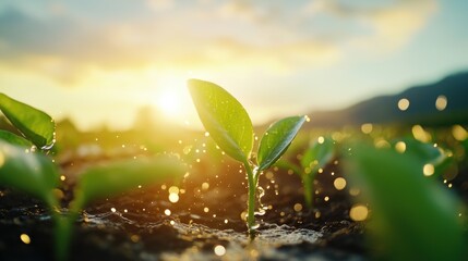An irrigation system in operation, showcasing the efficient use of water resources in agricultural development.
