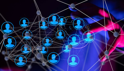 Abstract technology group and data 3d