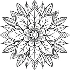 Flowers coloring pattern page KDP interiors line art black and white