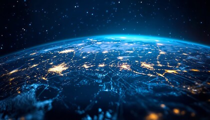 Obraz premium Dramatic View of Earth From Space Highlighting City Lights at Night