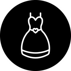Bride Dress Vector Line White Circle Black