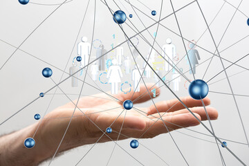 Abstract network of physical devices on the Internet using a network connection with statistics numbers 3d illustration
