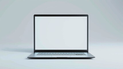 Modern Laptop with Blank Screen on White Background